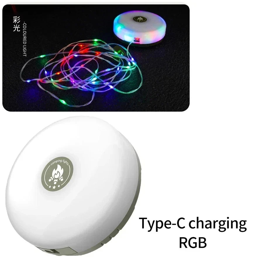 Camping String Lights 2 in1 Outdoor Waterproof Portable Stowable