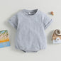 Baby Boy Girl Solid Color Short Sleeve Bubble Romper Oversized T-Shirt Bodysuit Top Summer Baby Jumpsuits Clothes
