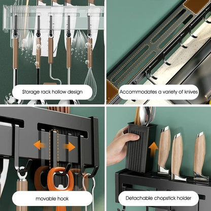 DecorBites™ Kitchen Organizer: Wall-mounted Multifunction Knife and Chopsticks Storage Rack