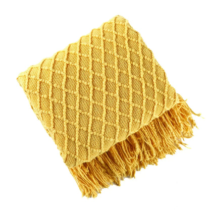 DecorBites™ Knitted Wool Blanket - Soft Nordic Throw for Sofa, Bed, or Office