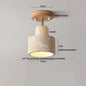 DecorBites™ Japan Style LED Ceiling Light Yellow Travertine Stone Wood Base Bedroom Luminaire