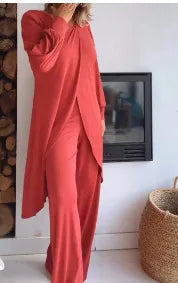 Casual Long Sleeve Tshirt Pants Set Office Lady Spring Summer Elegant