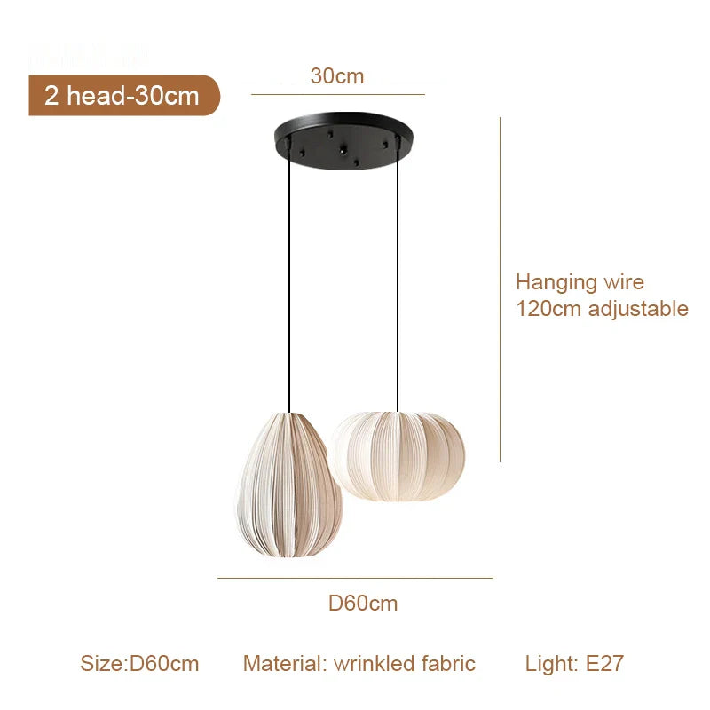 DecorBites™ Japanese Wabi-Sabi Pleated Fabric Pendant Lights for Dining Room & Bedroom