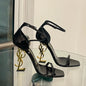 High Heel Open End Sandals, Sexy, with Unique Strap, Red Wine Color, Elegant Personality New Summer Style Elegant Ladies Sandals