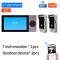 Wifi Wired Smart Home Video Door Intercom System 7" Color Screen Monitor AHD 1080P Doorbell Tuya App Remote Unlock