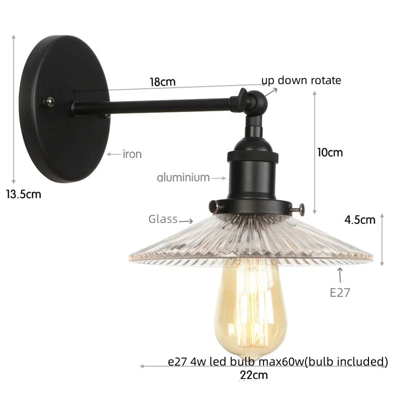 DecorBites™ Industrial Loft LED Wall Lights for Bedroom, Plug In Stairs Lamp