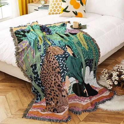 DecorBites™ Gothic Thread Double-sided Tapestry Blanket - Versatile Homestay and Outdoor Decoration