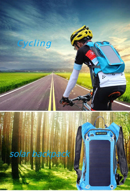 10W Solar Charging Backpack 20L USB Outdoor Hiking Backpack Waterproof Travel Cycling Camping Solar Power Backpack