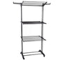 Foldable Plastic Clothes Drying Rack Laundry 4-Tier, Moveable Clothes Horse
