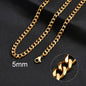 3-11mm Classic Cuban Chain Necklace for, Silver Black Gold Grey Color