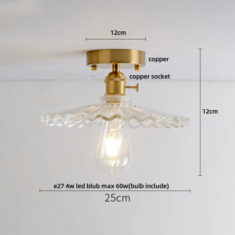 DecorBites™ Glass LED Ceiling Light for Living Room, Modern Copper Canopy, Nordic Style Fixtures