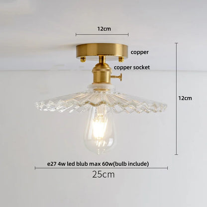 DecorBites™ Glass LED Ceiling Light for Living Room, Modern Copper Canopy, Nordic Style Fixtures