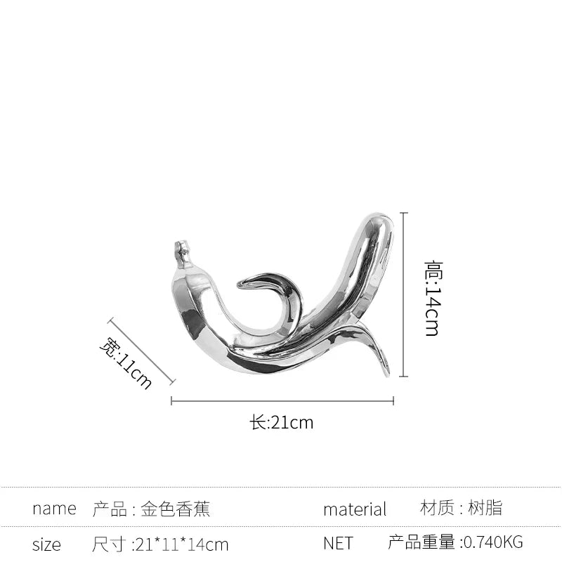 DecorBites™ Golden Ring Black and White Striped Abstract Resin Figurines Home Decor