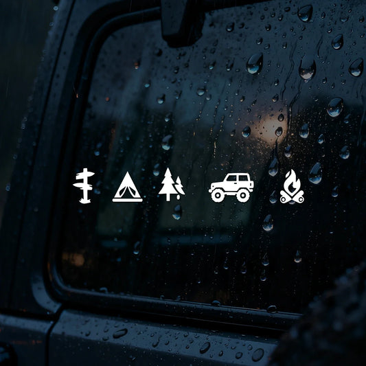 Camping Icons Outdoor Campfire Hiking Die Cut Vinyl Decal Sticker for
