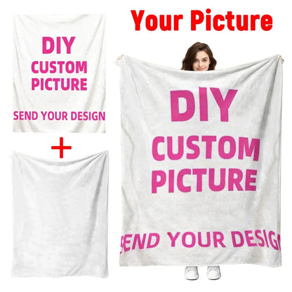 Customized Winter Personalized Thick Flannel Blanket with Warm Photo Print Ultra Soft Warmth Multi-Functional for Sofa Bed Office