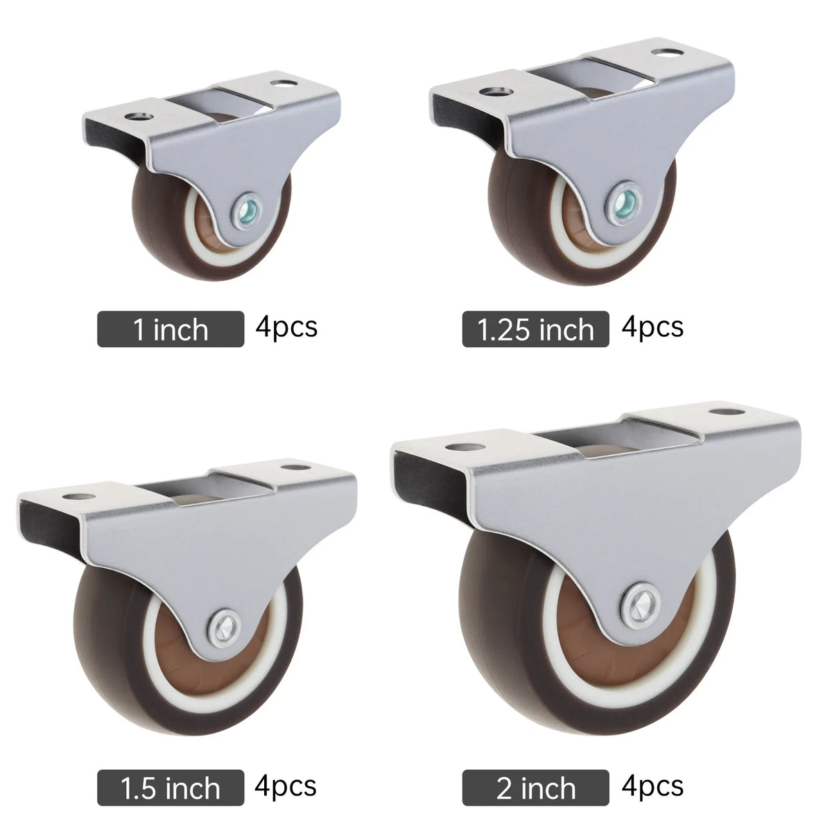 4pcs 1 Inch/1.25 Inch/1.5 Inch/2 Inch Universal Casters Furniture