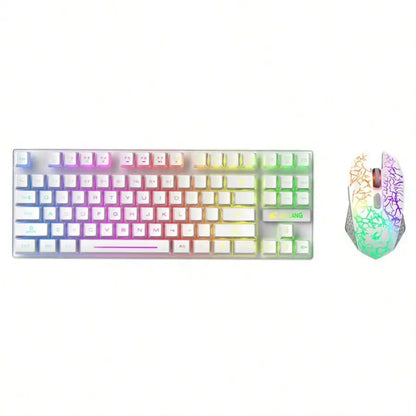 Free Wolf T87 Wireless Charging Keyboard Mouse Set Game Luminous Wireless Keyboard and Mouse Set