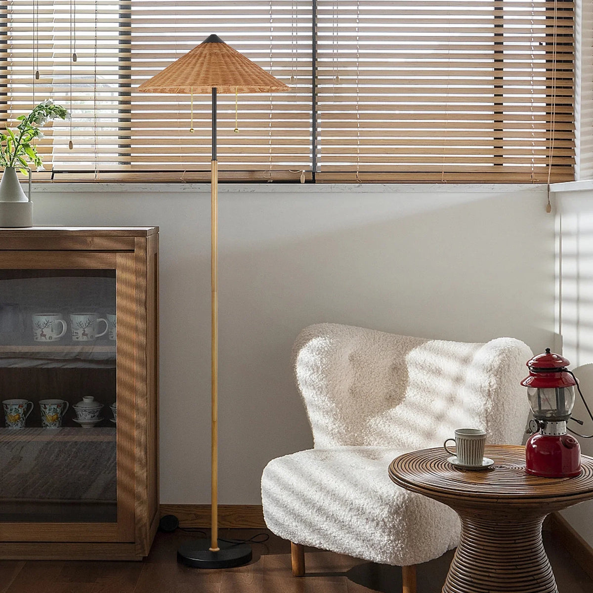 68 Inch Floor Lamp Minimalist Rattan Lampshade Traditional Style Lamp