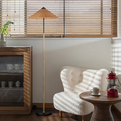 68 Inch Floor Lamp Minimalist Rattan Lampshade Traditional Style Lamp
