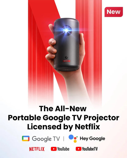 NEBULA Capsule 3 GTV Portable Mini Projector, Netflix Officially Licensed, 1080P Smart Projector with Wi-Fi (Refurbished)