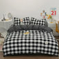 DecorBites™ Japanese Grid Print Bedding Set for All Seasons, Queen/King Size Quilt Cover