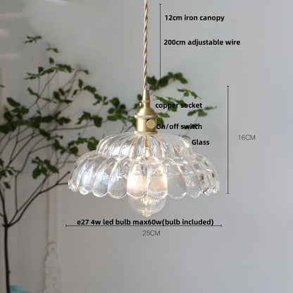 DecorBites™ Glass Flower LED Pendant Light, Adjustable Knob Switch, Modern Design