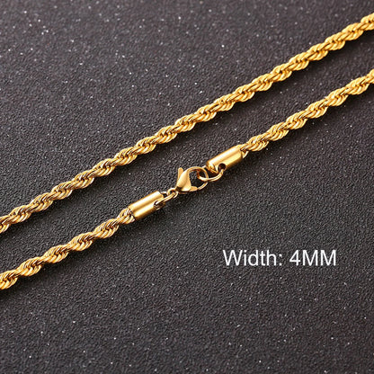 3-11mm Classic Cuban Chain Necklace for, Silver Black Gold Grey Color