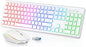 USB Wireless Keyboard and Mouse Set RGB Backlit Rechargeable Light Up Letters Full-Size Wireless Keyboard for Computer