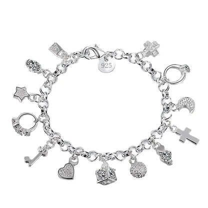 925 Sterling Silver Valentine Gift Charm Color Jewelry Fashion