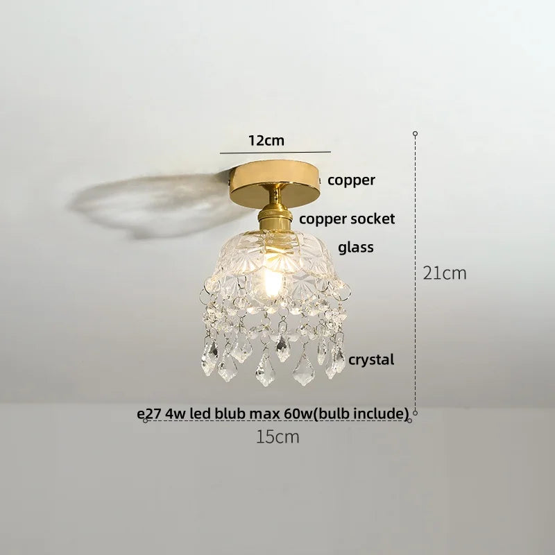 DecorBites™ Glass LED Ceiling Light for Living Room, Modern Copper Canopy, Nordic Style Fixtures