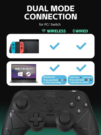DATA FROG Wireless Bluetooth Game Handle NFC Turbo Adjustable Vibration Gaming Joystick For Switch Handheld Console