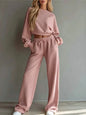 Autumn New Casual O Neck Long-Sleeved Ultra-Short Sweatshirt Trousers