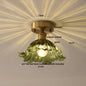 DecorBites™ Green Flower Glass Copper Ceiling Light - Nordic Modern LED, Living Room Bedroom Hallway Fixtures
