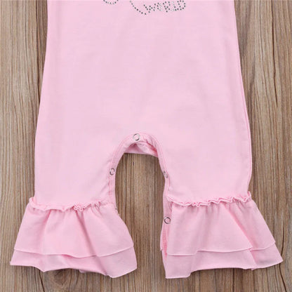 0-18months Baby Girls Romper With Headband Solid Pink Summer Short Sleeve Flowers Jumpsuit For Infant Girls
