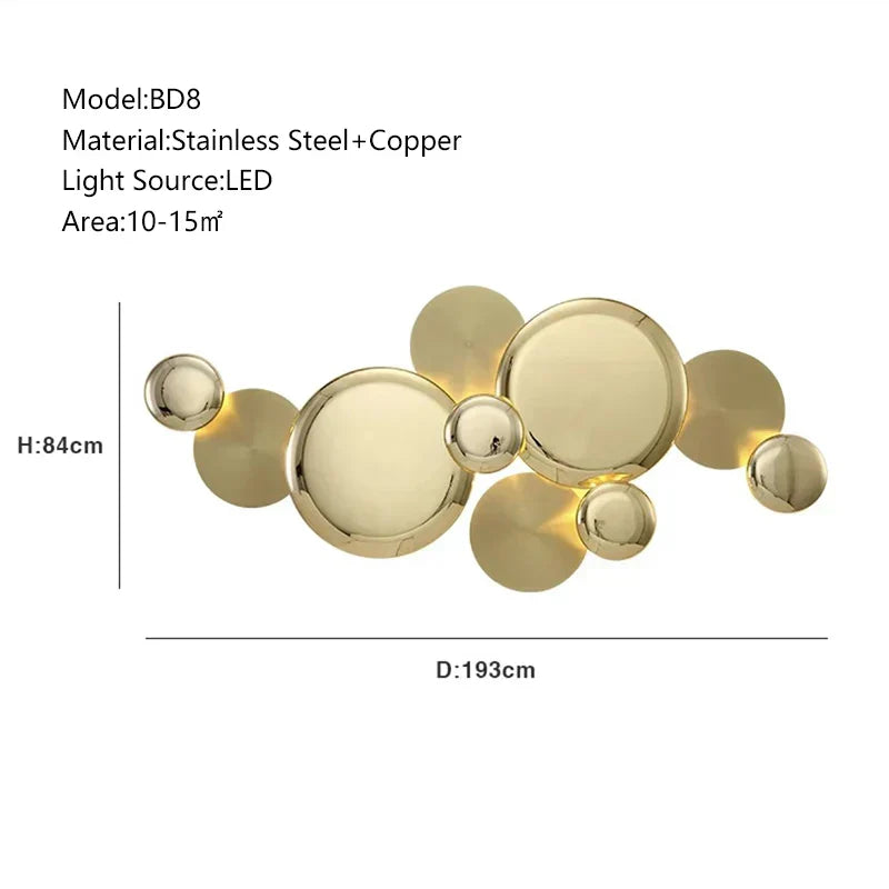 DecorBites™ Large Metal Gold Wall Sconce Lamps LED Modern Luxury Home Decor Light