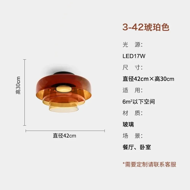 DecorBites™ Glass LED Ceiling Light in Amber/Gray/Green - Modern Indoor Lighting for Various Spaces