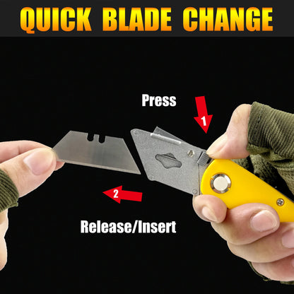 Folding Art Knife - 10 blades, box opener, office supplies, wallpaper knife, multi-functional folding knife，Utility knife