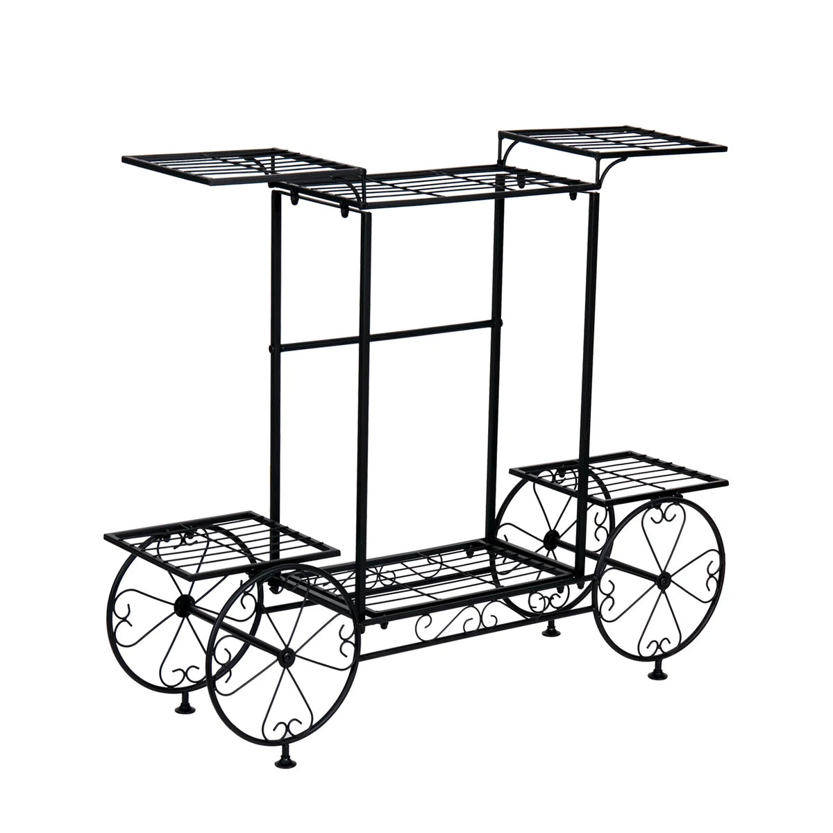 Garden Cart Stand Flower Pot Holder Display Rack Home Plant Stand - Multi-Functional Garden Storage Organizer
