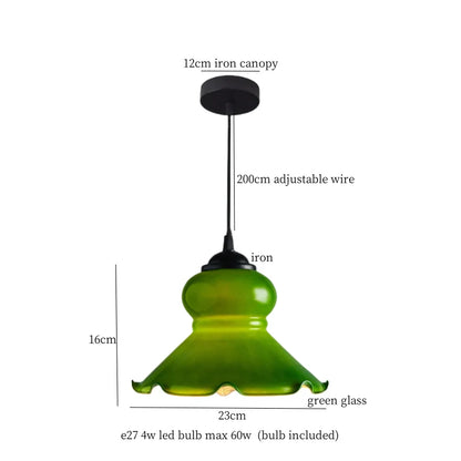 DecorBites™ Green Glass LED Pendant Light for Home Decor and Cafe Lighting