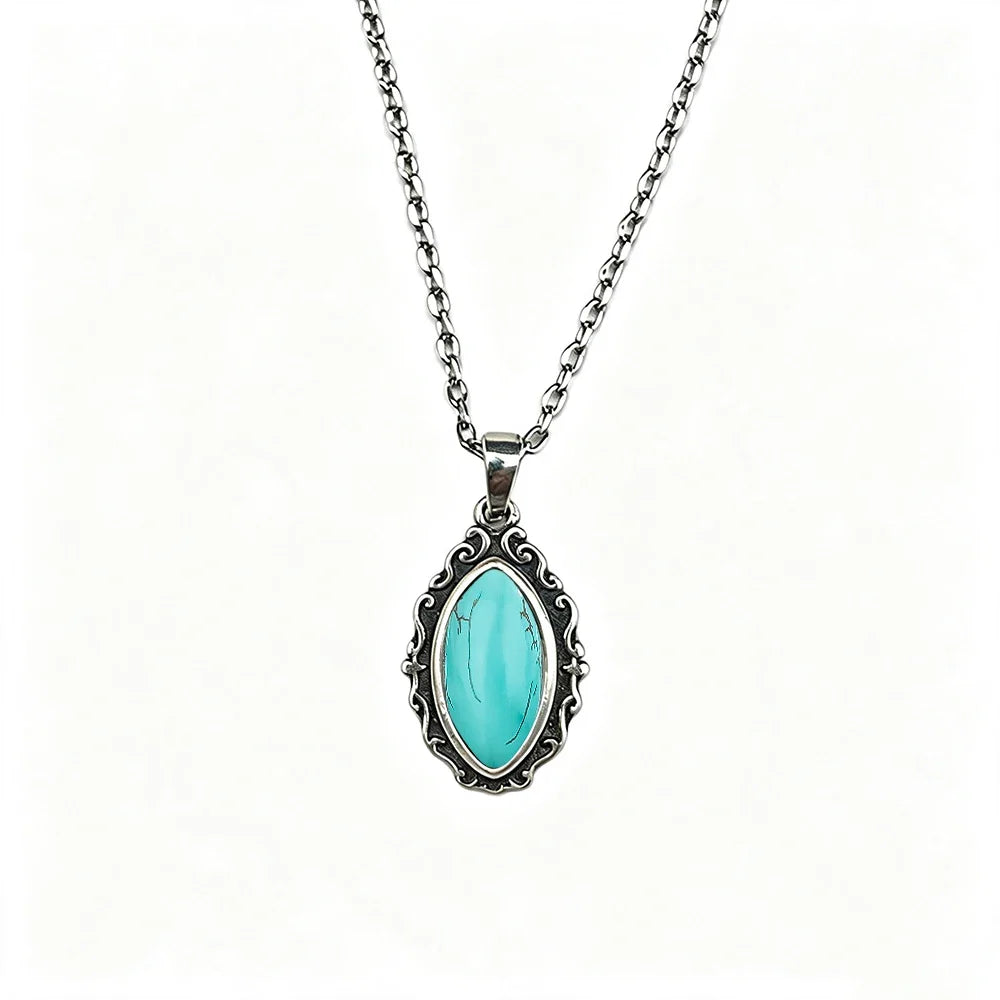 Vintage 925 Sterling Silver Necklaces with Natural Moonstone 12*6MM Simple Pendant Necklaces Party Fine Jewelry For Women Men