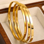3pcs Glossy 18K Gold Plated Stainless Steel Bangle Bracelet for Women