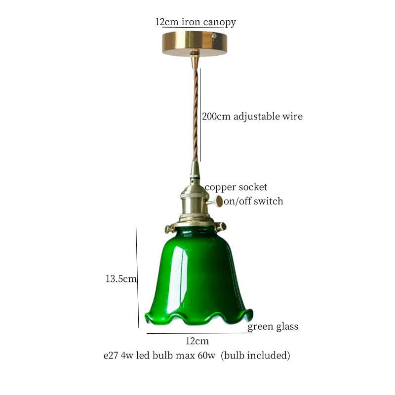 DecorBites™ Green Glass LED Pendant Light for Home Decor and Cafe Lighting