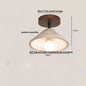 DecorBites™ Japan Style LED Ceiling Light Yellow Travertine Stone Wood Base Bedroom Luminaire.