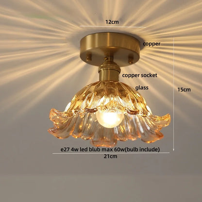 DecorBites™ Glass LED Ceiling Light for Living Room, Modern Copper Canopy, Nordic Style Fixtures
