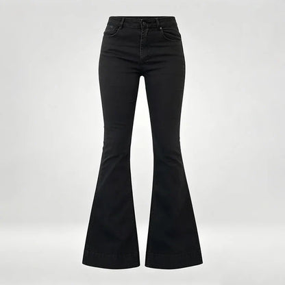 Women's Concise High Waist Flared Jeans Stretchy Slim Fit Casual Chic