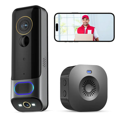 4MP 2K UHD Dual Lens Low Comsunption WIFI IP Doorbell Visual Video Door Phone Intercom Peephole Viewer Door Camera