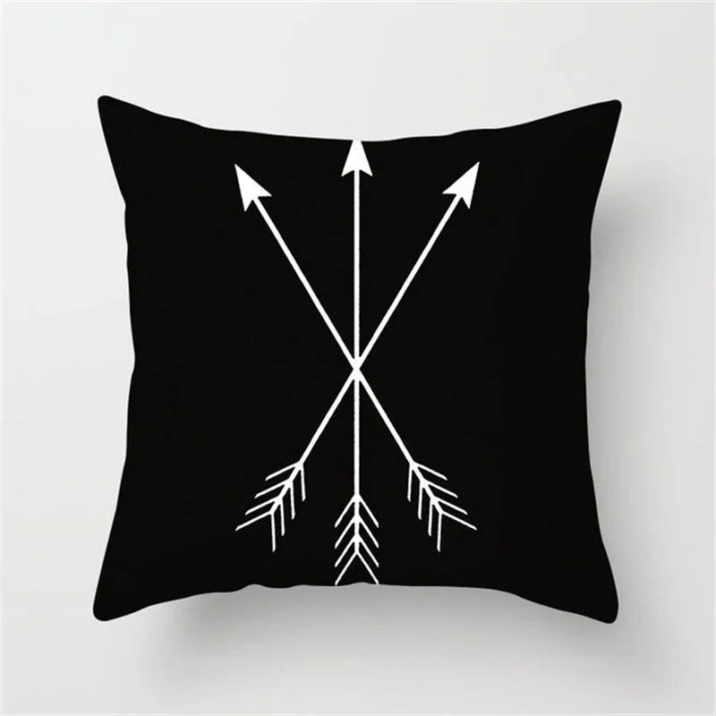 DecorBites™ Heart Stripe Pillow Cases | Black & White Polyester Cushion Covers