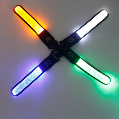 4Pcs LED Luminous Reflective Light Strip Glowing Strap Pendant Decor Safety Reflector Pendant for Backpack Hiking Jogging