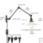DecorBites™ Industrial Loft Swing Arm Wall Sconce Clear Glass Pull Chain Switch Bedside Lamp