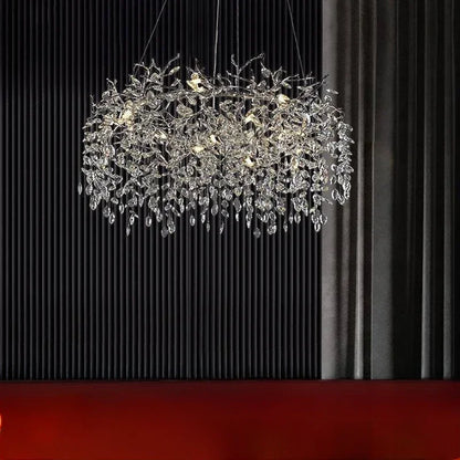 DecorBites™ Golden Crystal Tree Ceiling Chandelier, Luxury Aluminum Art Fixture
